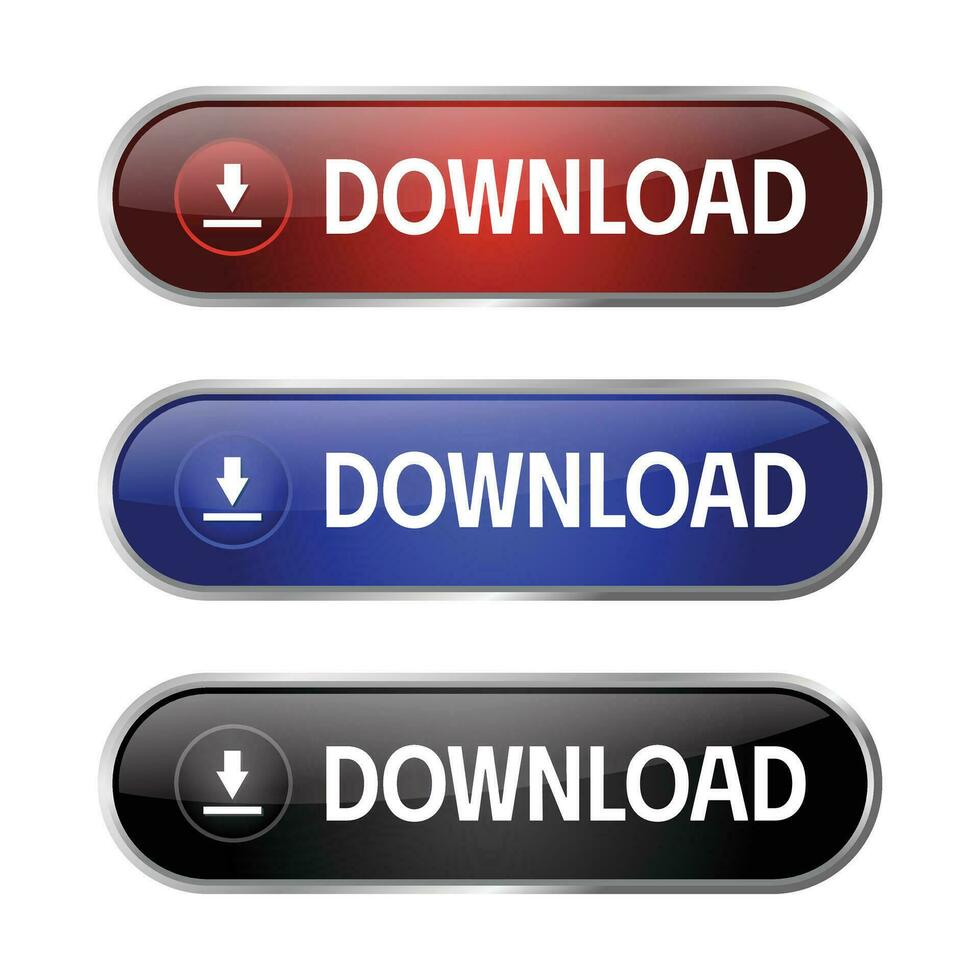 downloaden knop vlak met 3d realistisch glimmend knop voor mobiel apps en website, downloaden pijl icoon voor vooruitgang grafisch elementen reflectie Aan wit achtergrond vector