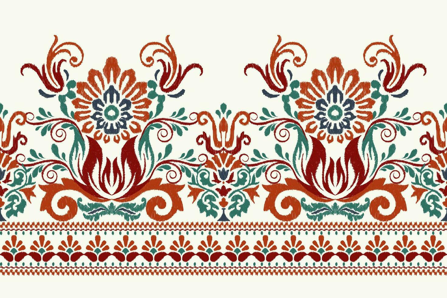 ikat bloemen paisley borduurwerk Aan wit achtergrond.ikat etnisch oosters patroon traditioneel.azteken stijl abstract vector illustratie.ontwerp voor textuur, stof, kleding, verpakking, decoratie, sarong, sjaal