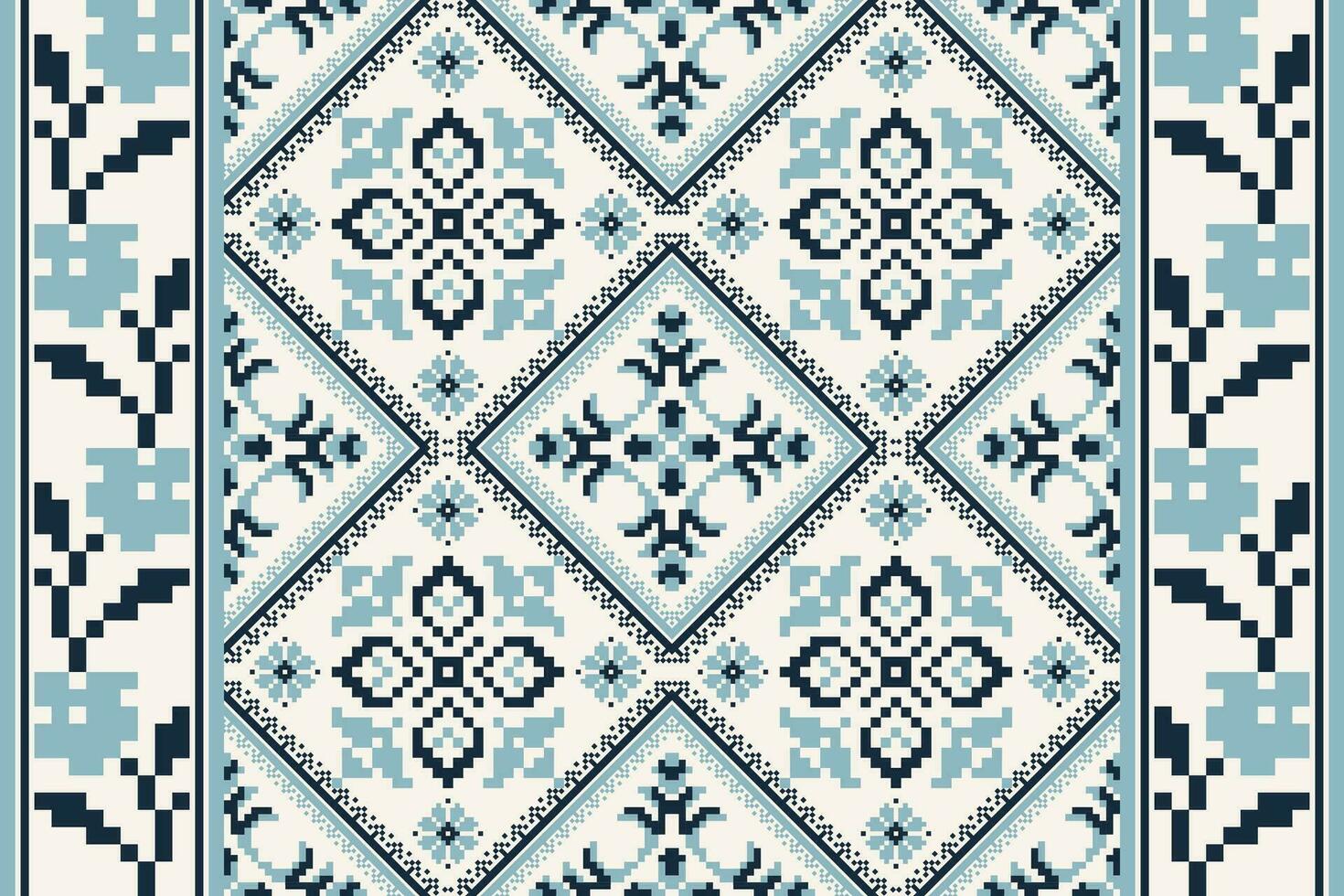 bloemen kruis steek borduurwerk Aan wit achtergrond.geometrisch etnisch orienta patroon traditioneel.azteken stijl abstract vector illustratie.ontwerp voor textuur, stof, kleding, verpakking, decoratie, tegel.