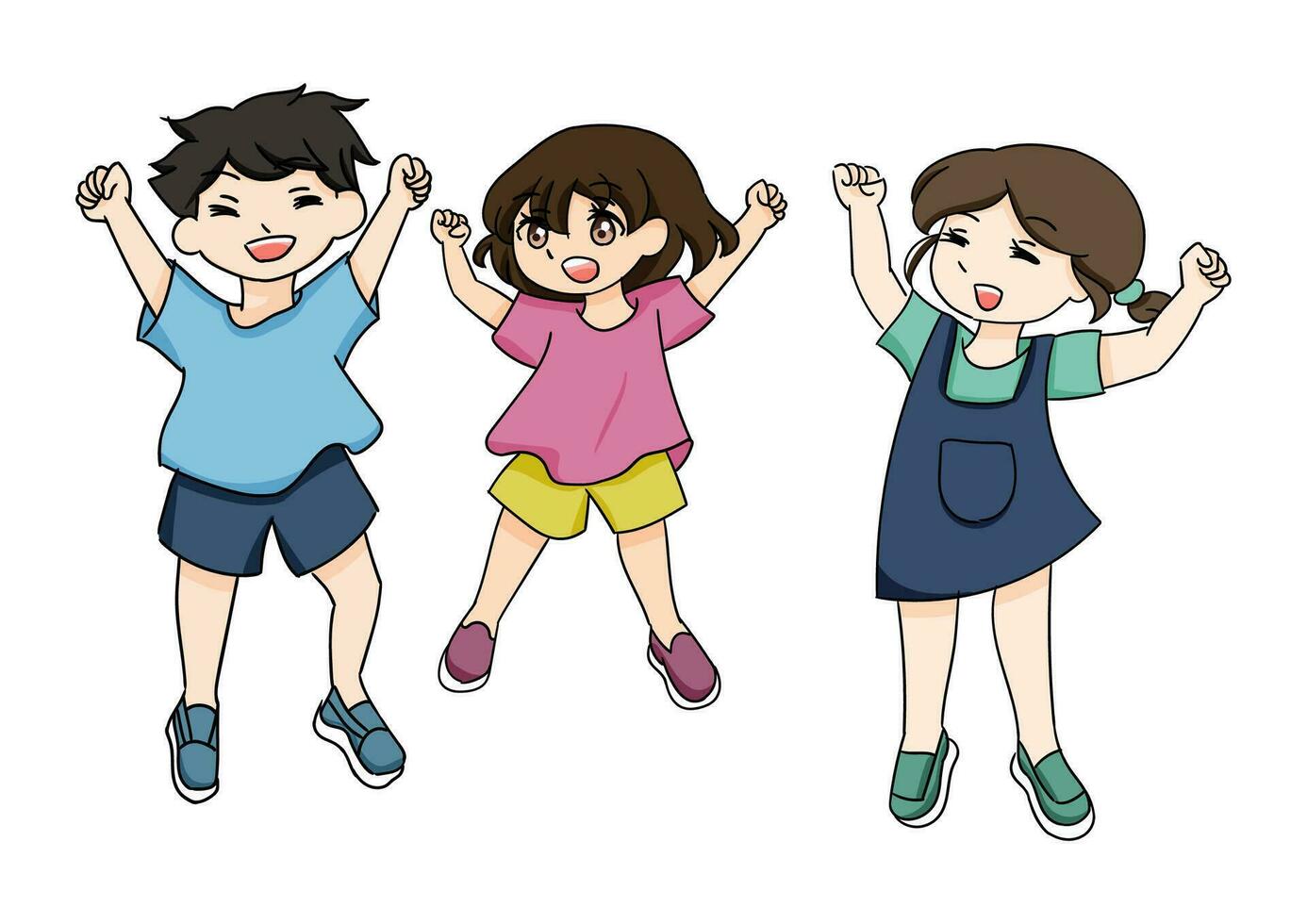 hand- getrokken kinderen karakter illustratie wie is jumping vector