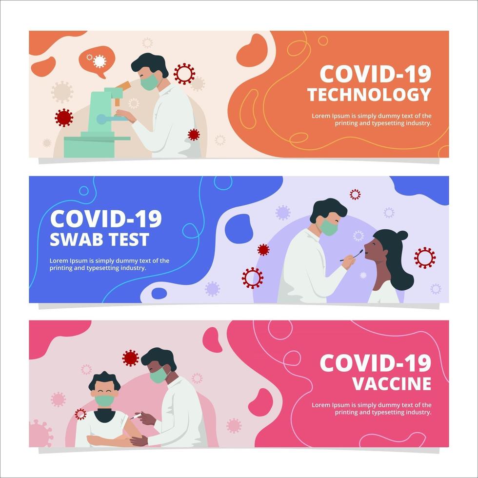 set covid-19 vaccinbanners vector