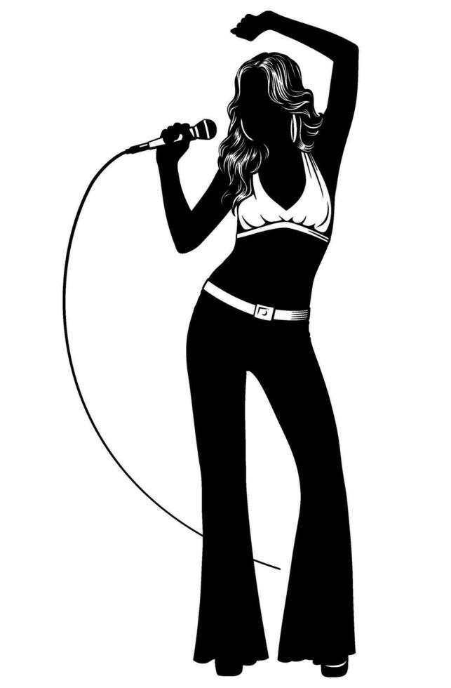 silhouet van knal zanger vrouw. vector clip art geïsoleerd Aan wit.