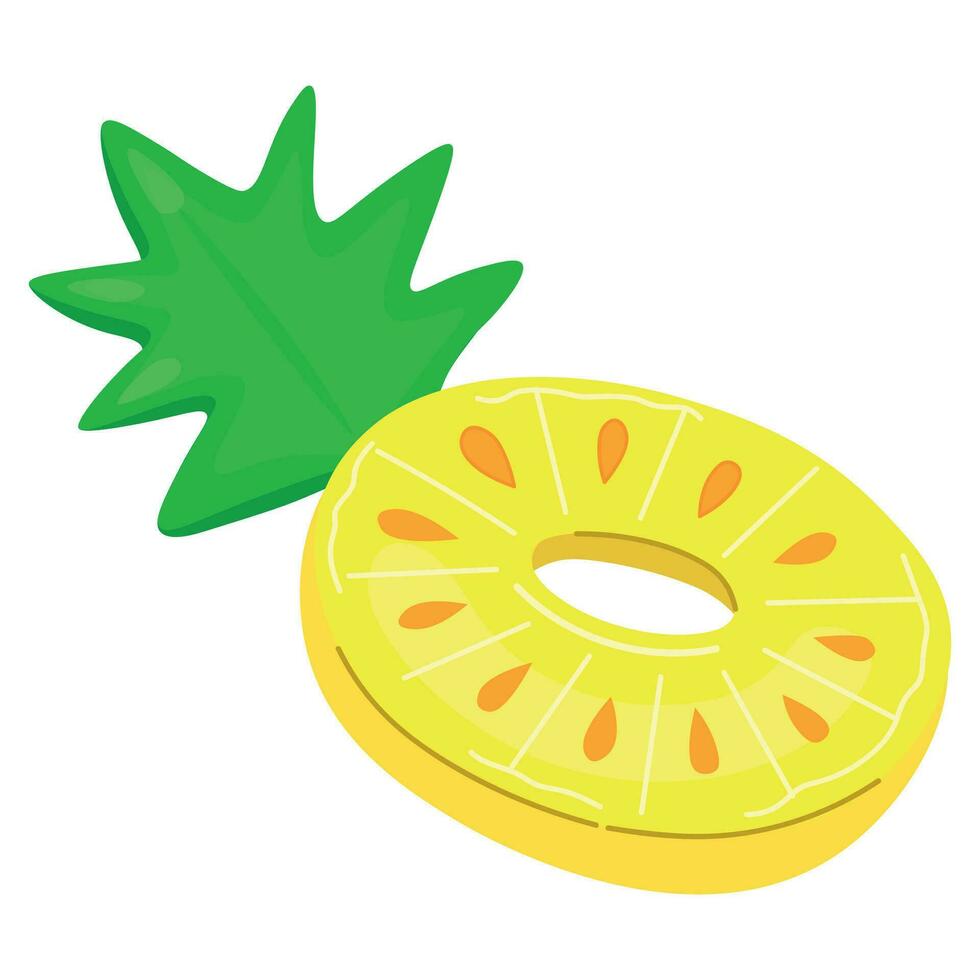 zomer opblaasbaar rubber ring in de vorm van een ananas. grappig tekenfilm opblaasbaar ananas geïsoleerd Aan wit vector
