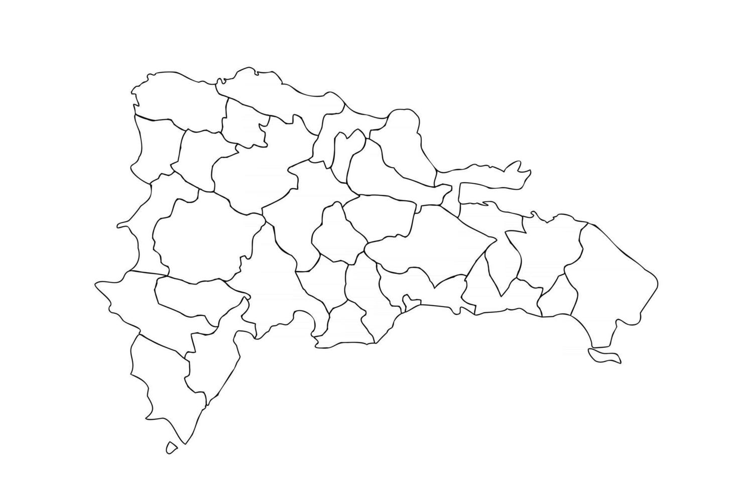 doodle kaart van dominicaanse republiek met staten vector
