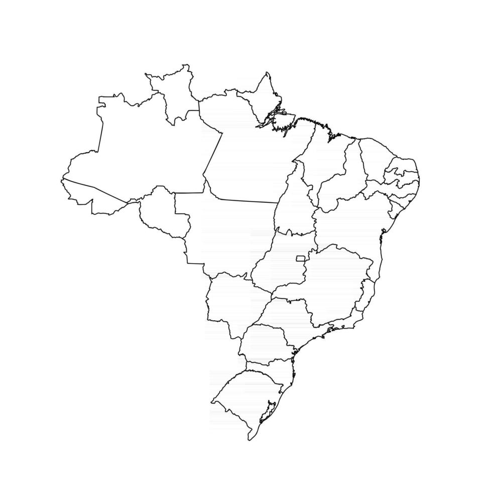 doodle kaart van brazilië met staten vector