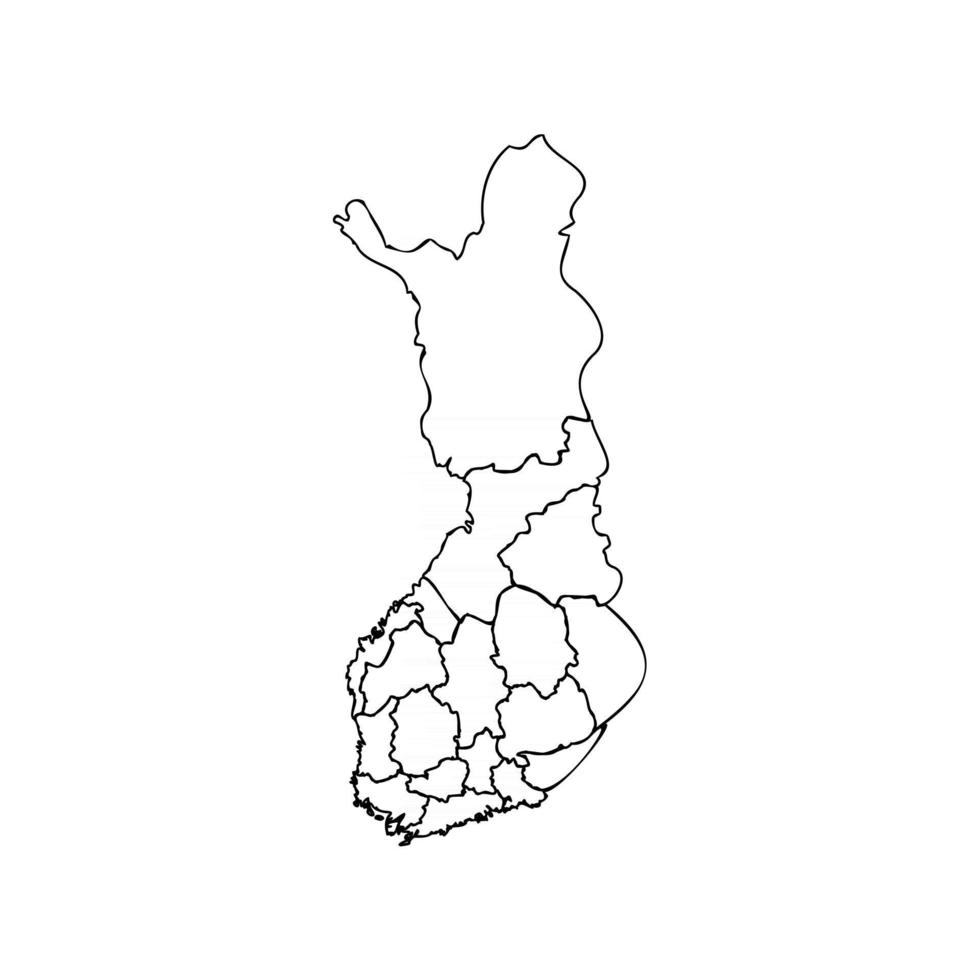 doodle kaart van finland met staten vector