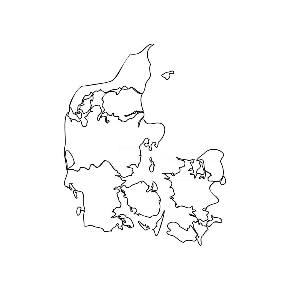 doodle kaart van denemarken met staten vector