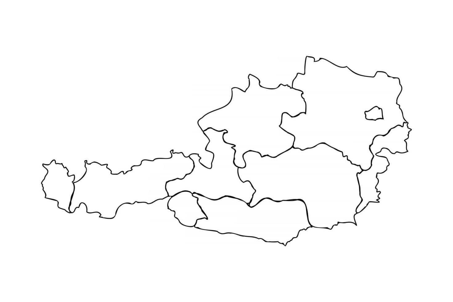 doodle kaart van oostenrijk met staten vector