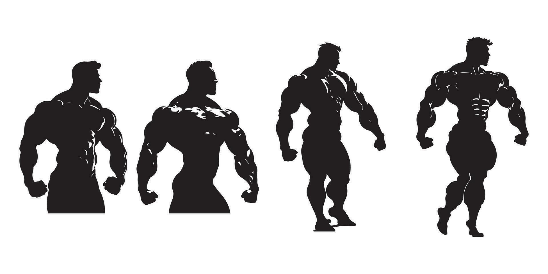 bodybuilder silhouet vector, bodybuilder zwart schets vector illustratie