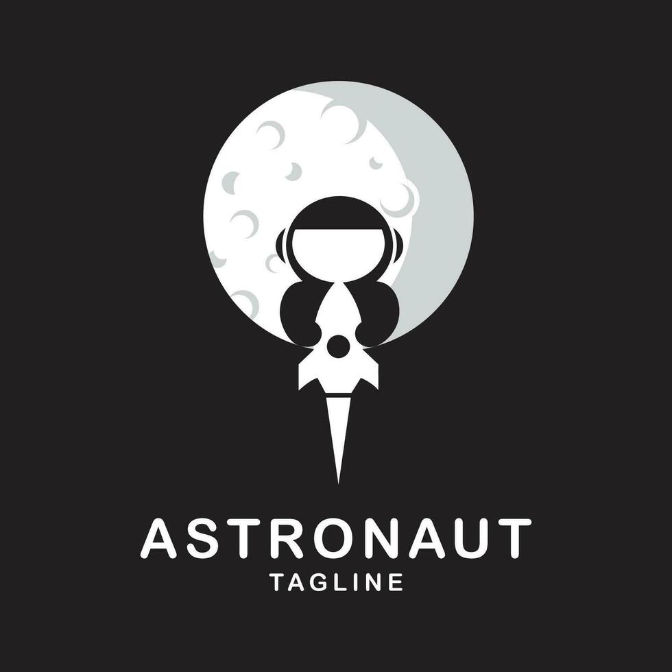 astronaut maan raket logo lijn kunst ontwerp vector