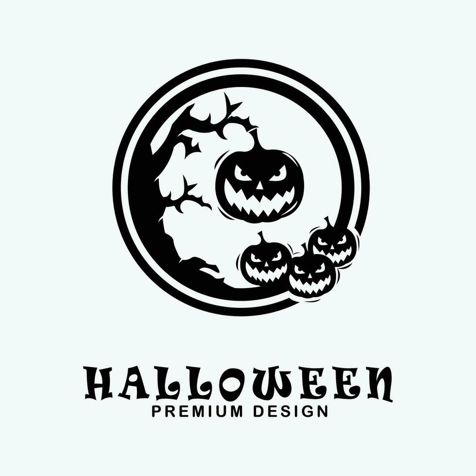 halloween logo lijn kunst ontwerp vector