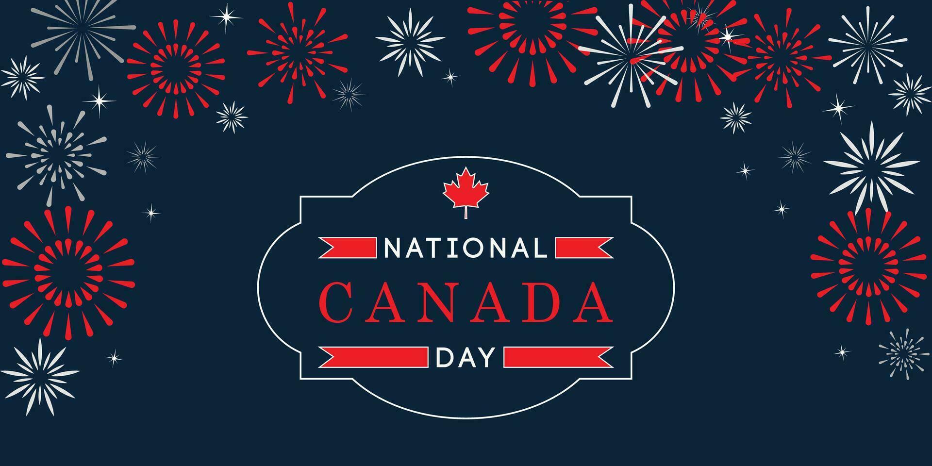 gelukkig Canada dag, nationaal dag van Canada viering banier, achtergrond met vuurwerk. vector