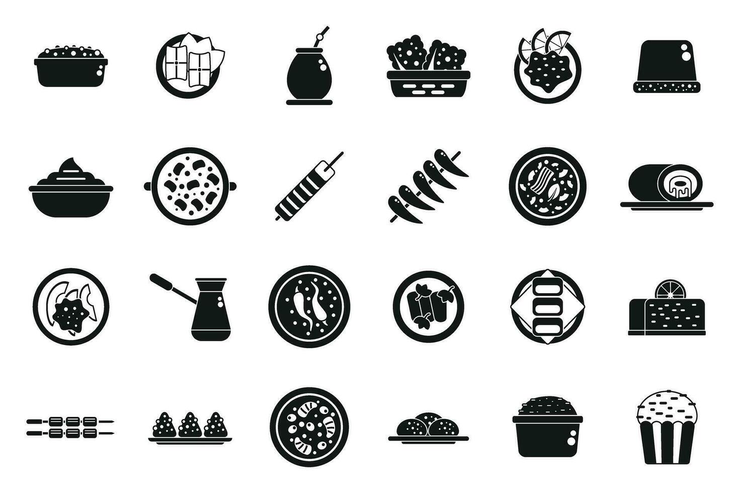 braziliaans culinaire pictogrammen reeks gemakkelijk vector. rijst- bord vector