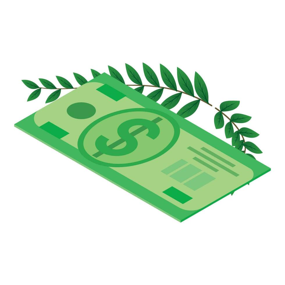 belasting concept icoon isometrische vector. een dollar bankbiljet en groen Afdeling icoon vector