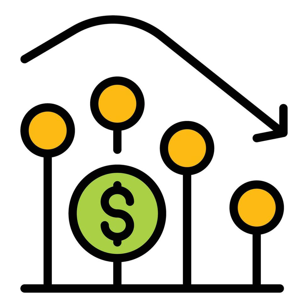 versmallen markt diagram icoon vector vlak