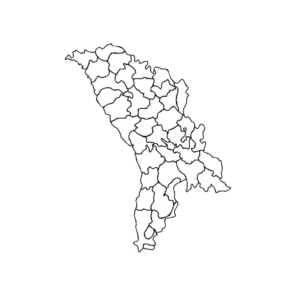 doodle kaart van Moldavië met staten vector