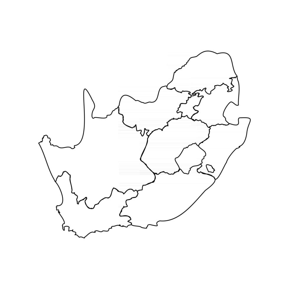 doodle kaart van zuid afrika met staten vector