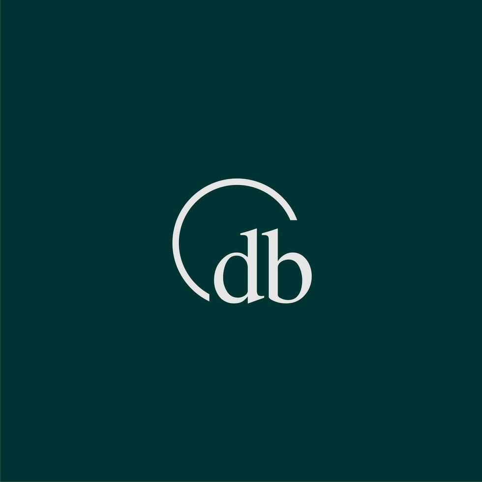 db eerste monogram logo met cirkel stijl ontwerp vector