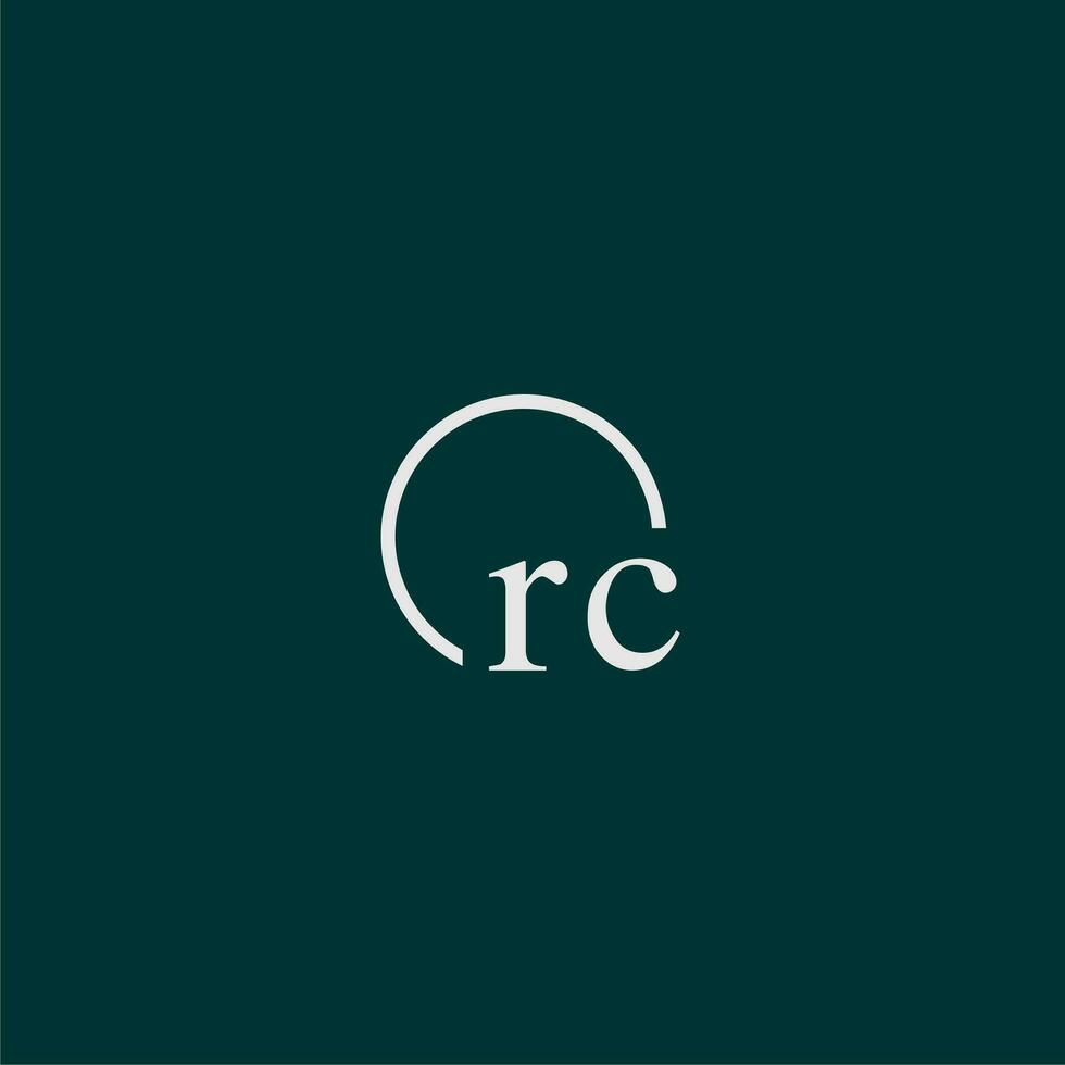 rc eerste monogram logo met cirkel stijl ontwerp vector