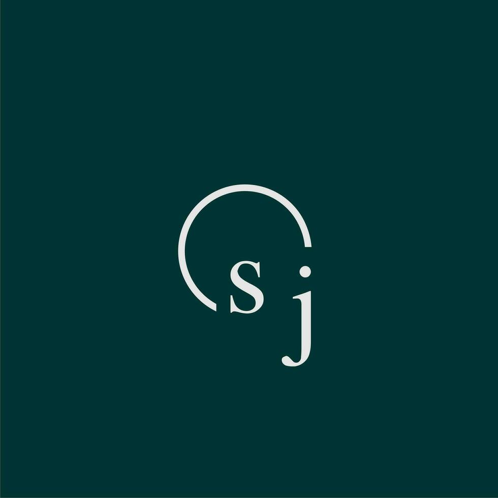 sj eerste monogram logo met cirkel stijl ontwerp vector