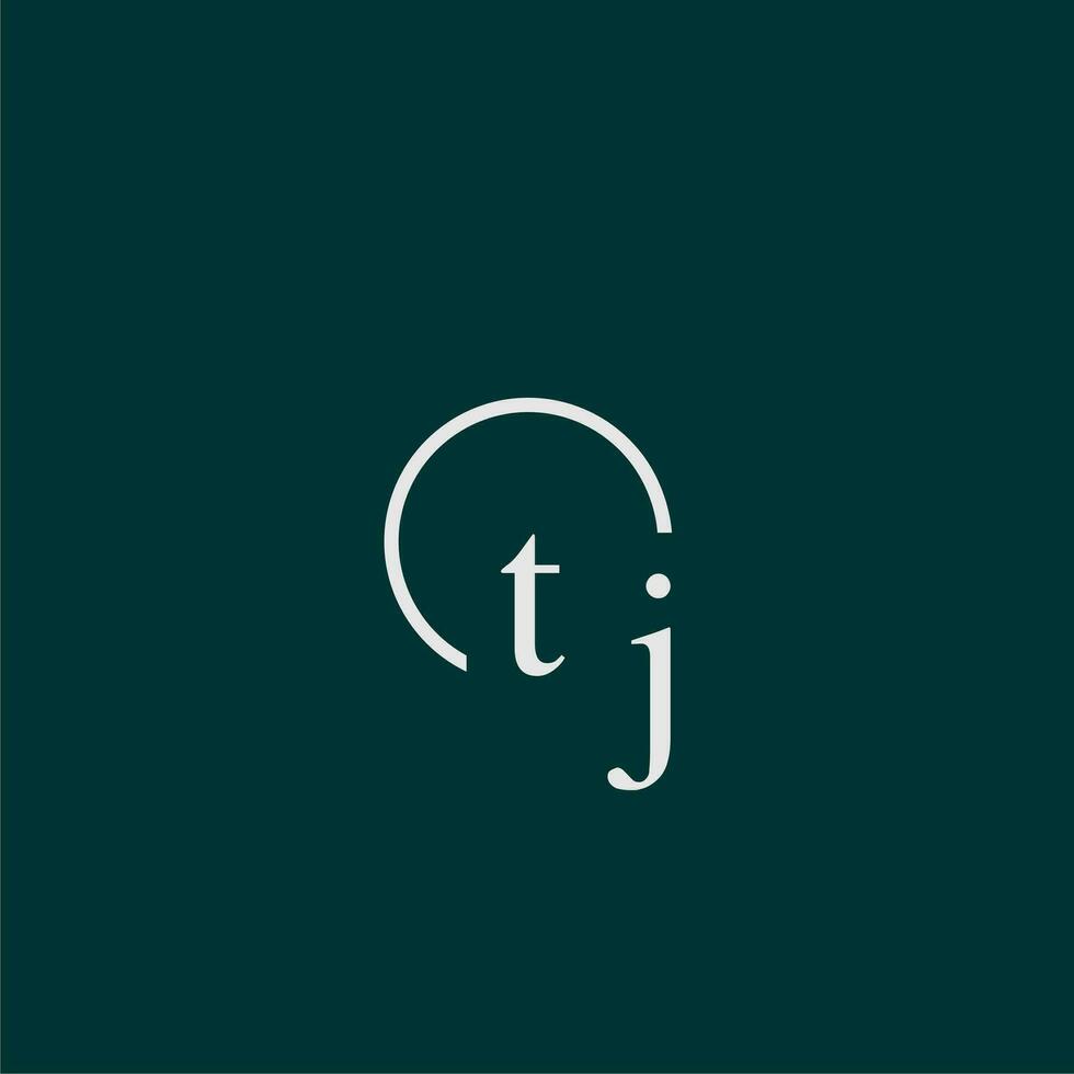 tj eerste monogram logo met cirkel stijl ontwerp vector