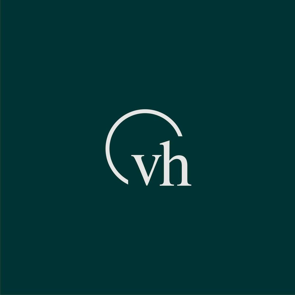 vh eerste monogram logo met cirkel stijl ontwerp vector