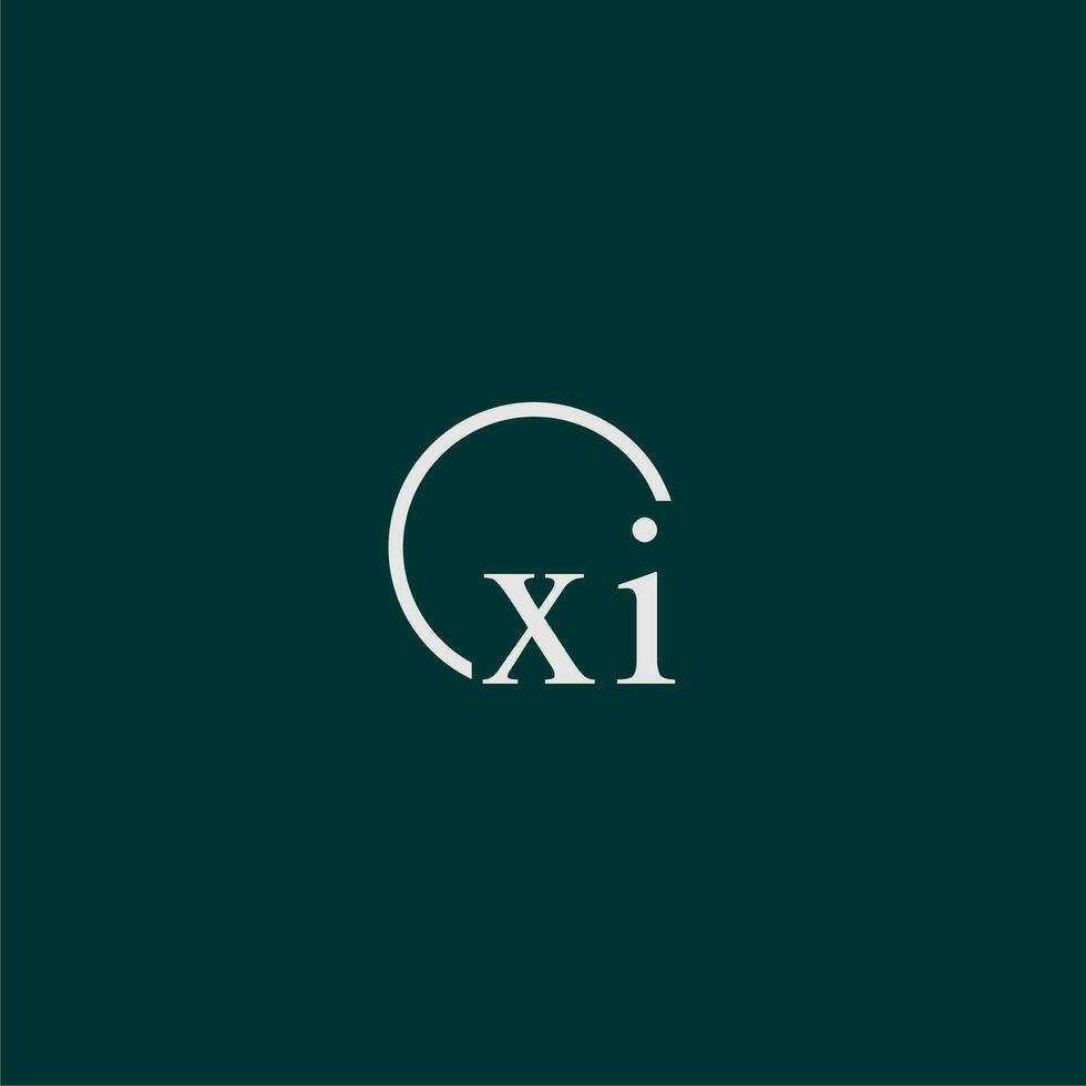 xi eerste monogram logo met cirkel stijl ontwerp vector