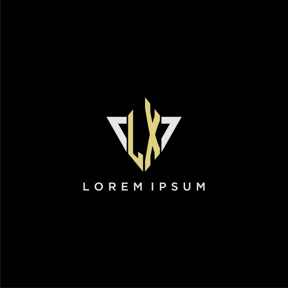 lx eerste monogram logo voor vorm driehoek creatief ontwerp vector