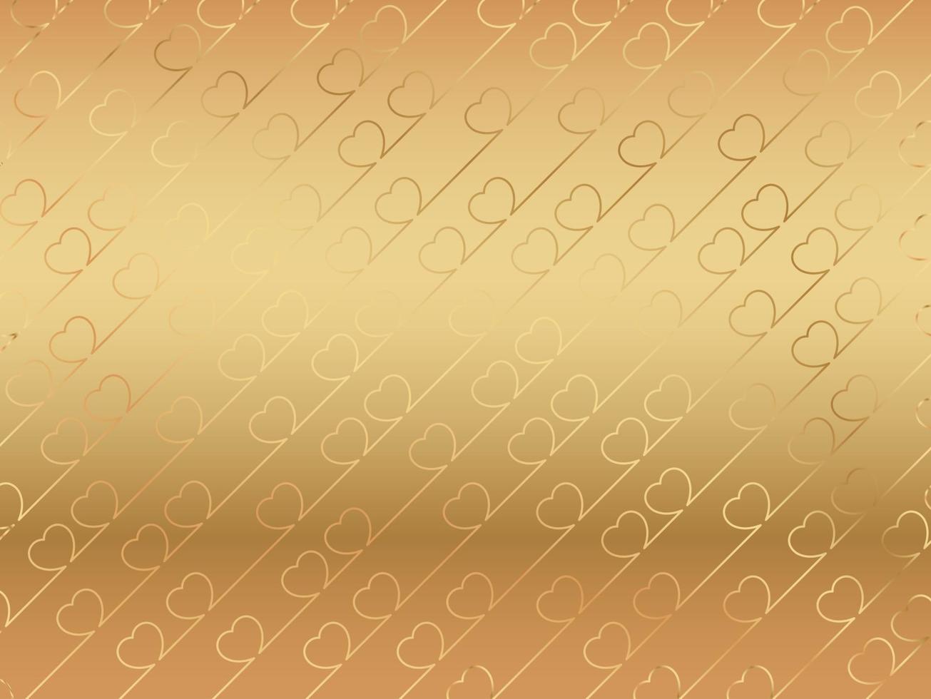 Valentijnsdag abstracte vectorillustratie als achtergrond met een glanzend gouden hartpatroon op een gouden achtergrond vector