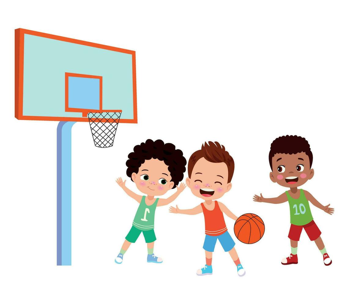 vector illustratie van kind spelen basketbal