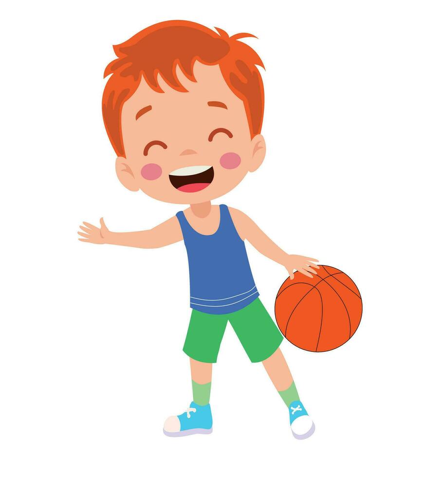 vector illustratie van kind spelen basketbal