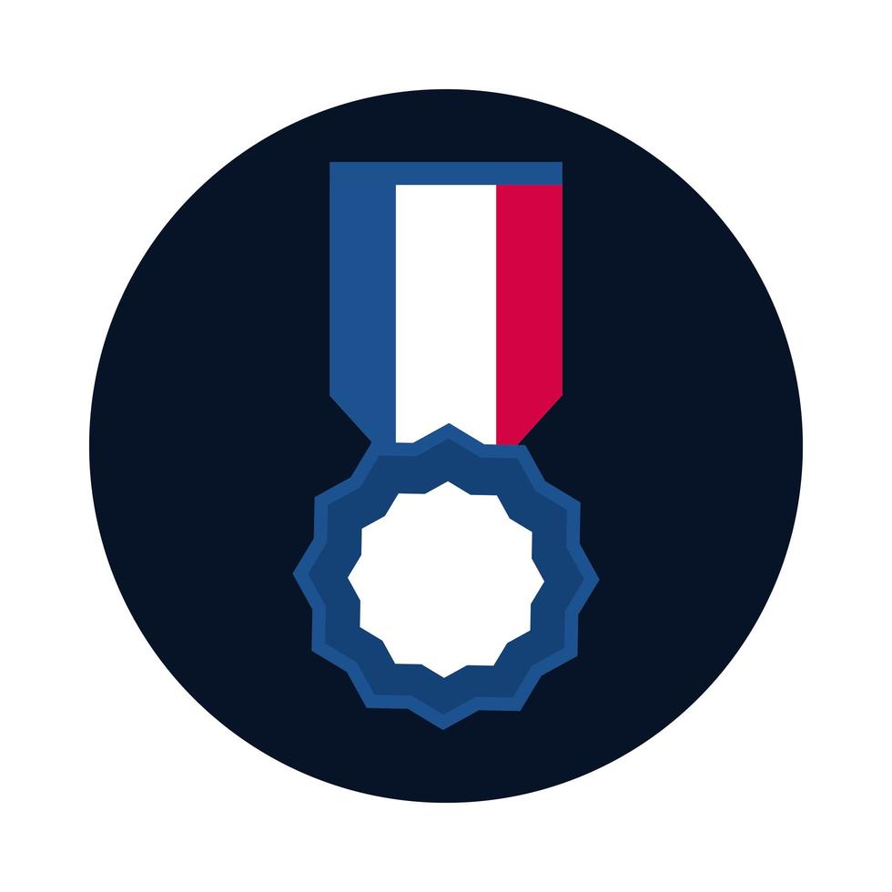 frankrijk medaille blok en platte stijl icoon vector design