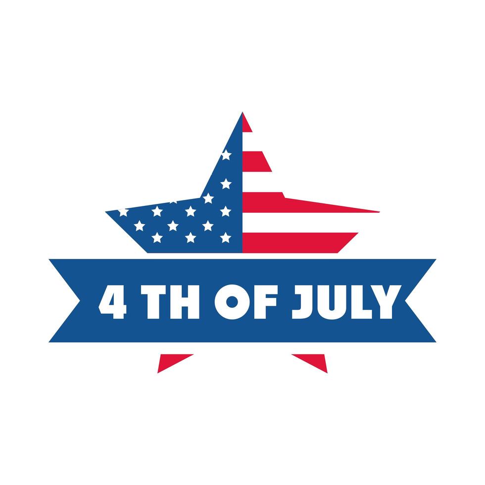 4 juli onafhankelijkheidsdag Amerikaanse vlag ster gedenkteken platte stijlicoon vector