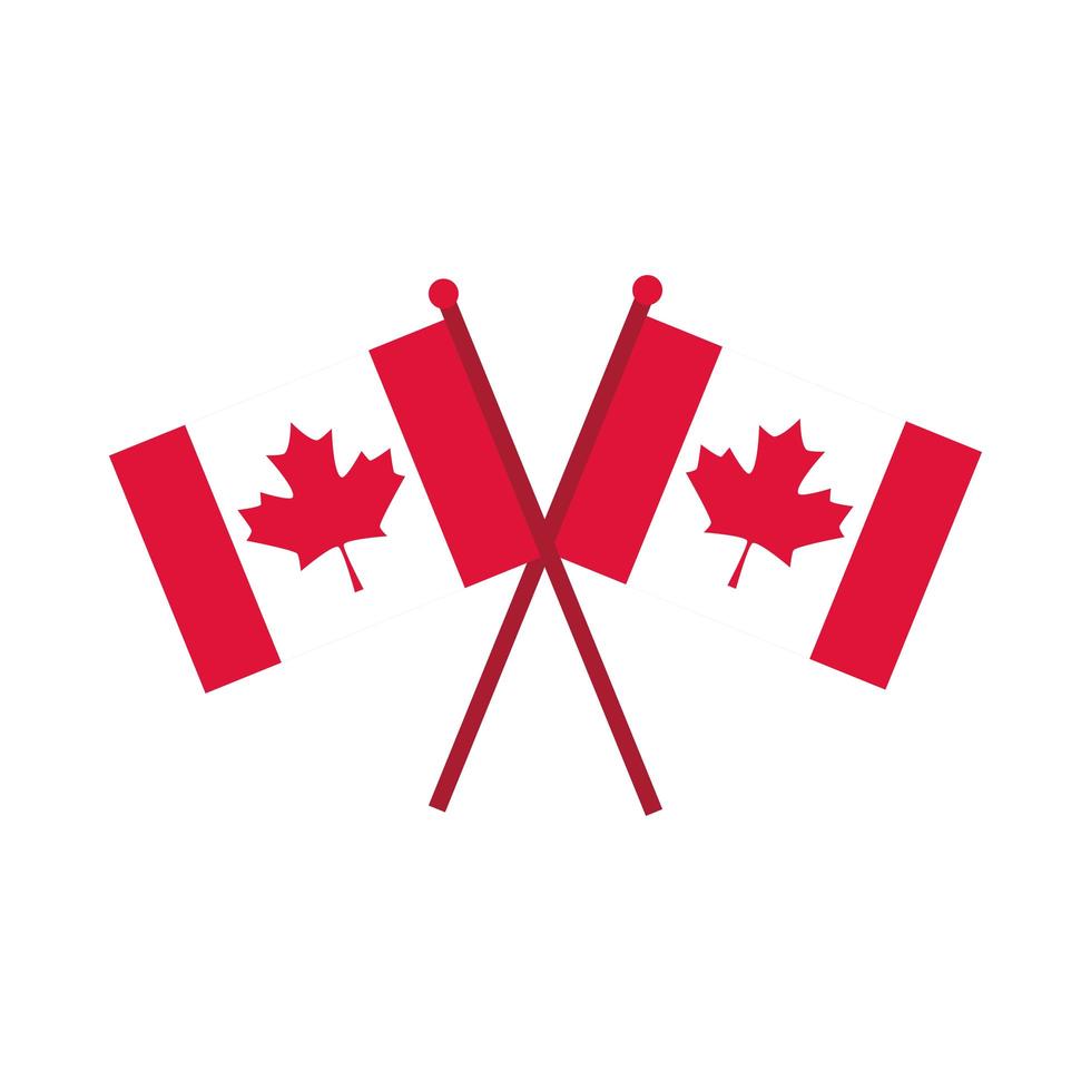 Canada dag gekruiste Canadese vlaggen onafhankelijkheid nationale platte stijlicoon vector