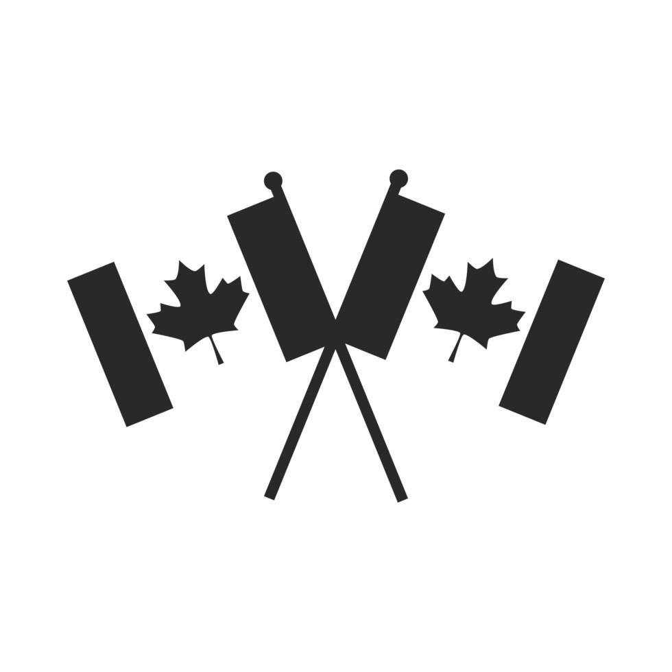 Canada dag gekruiste Canadese vlaggen onafhankelijkheid nationale silhouet stijlicoon vector