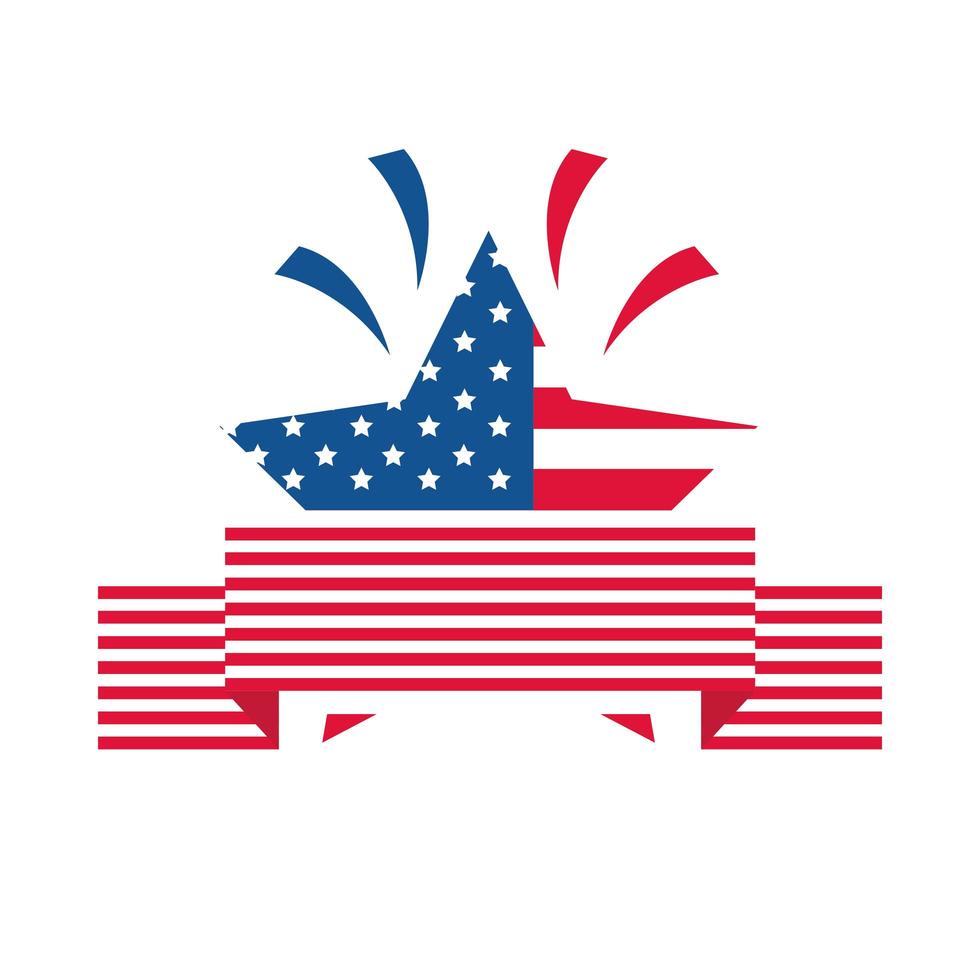 4 juli onafhankelijkheidsdag Amerikaanse vlag ster patriottische viering platte stijlicoon vector