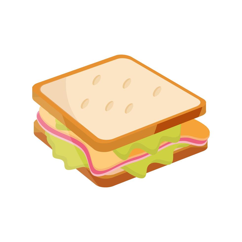 sandwich snack fastfood vlakke stijlicoon vector