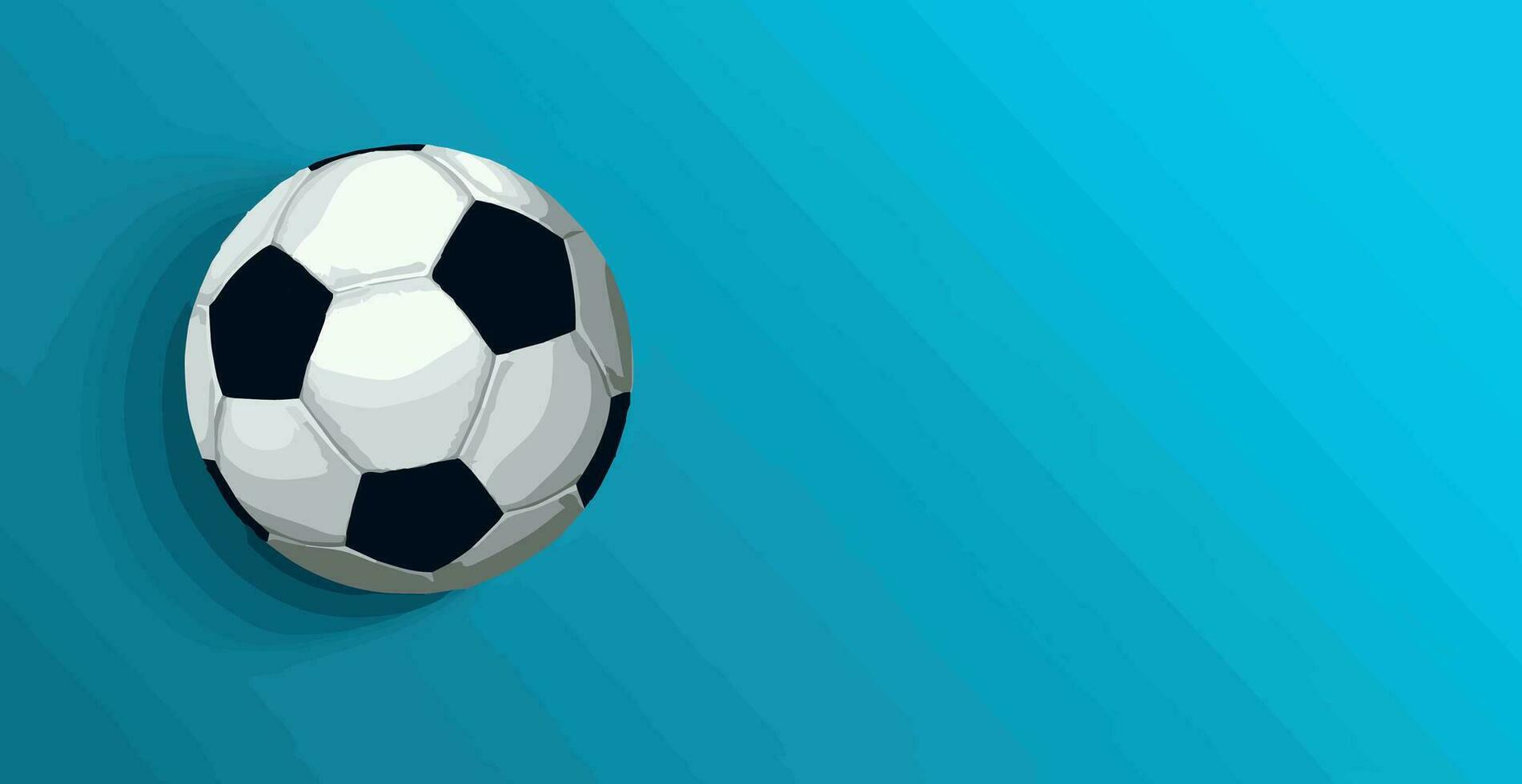 abstract voetbal bal Aan blauw waterverf panoramisch achtergrond, mozaïek- stijl - vector