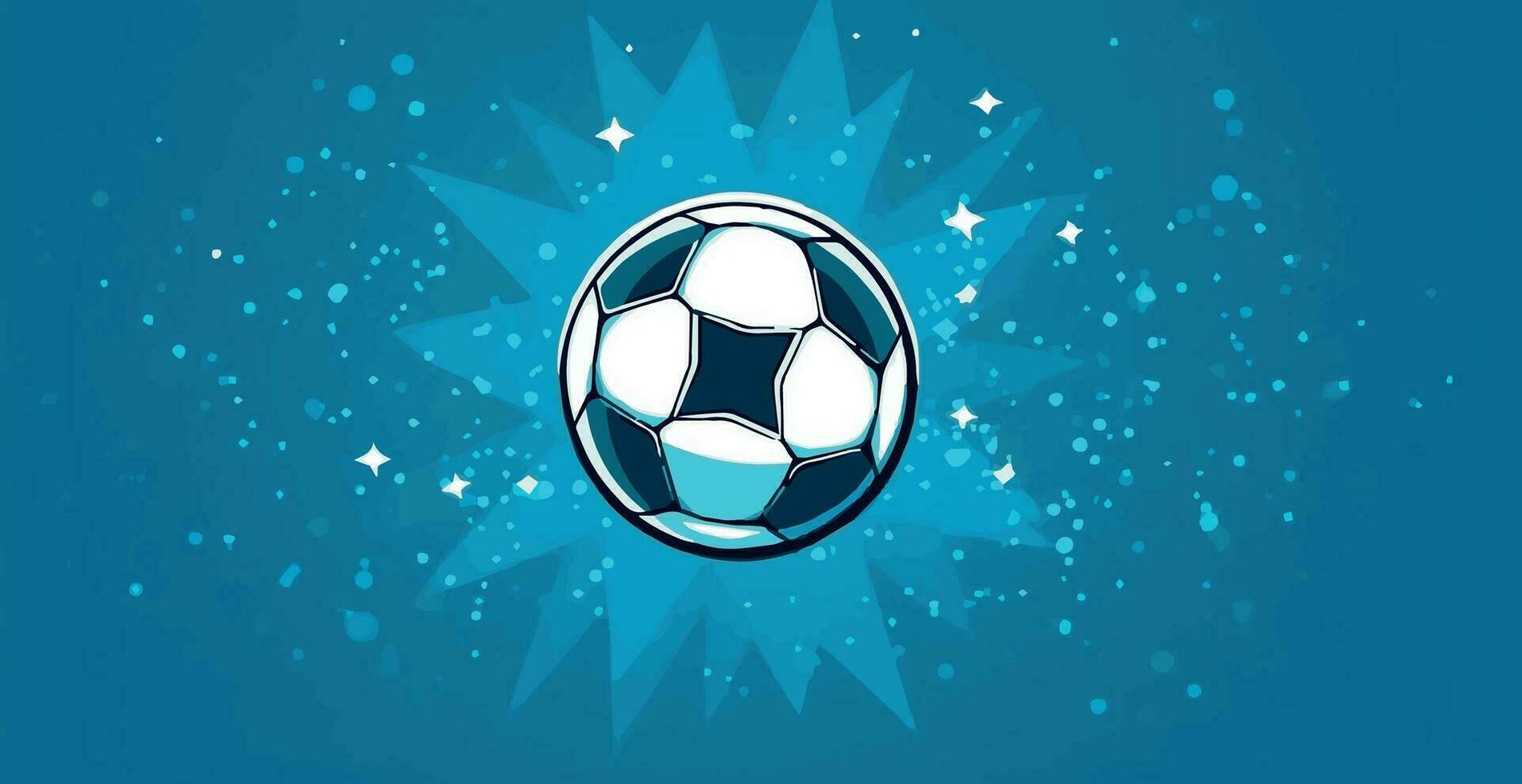 abstract voetbal bal Aan blauw waterverf panoramisch achtergrond, mozaïek- stijl - vector