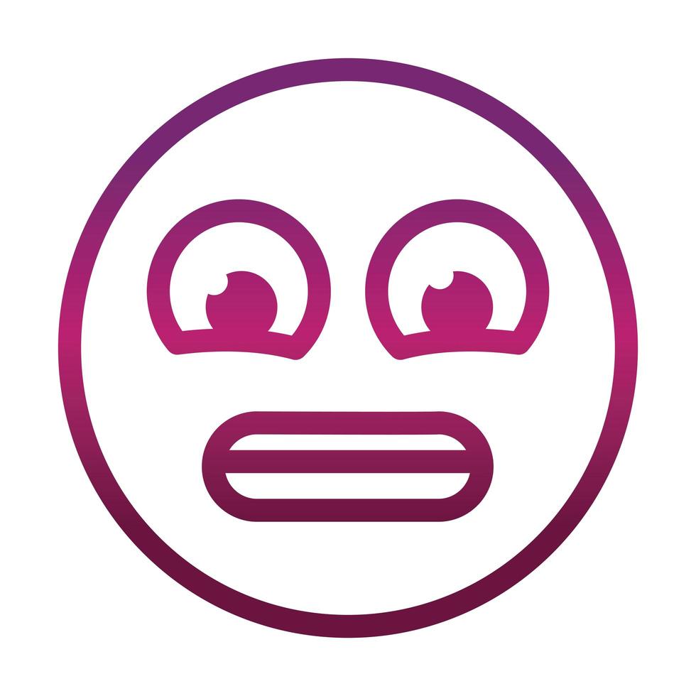 gekwelde grappige smiley emoticon gezichtsuitdrukking gradiënt stijlicoon vector