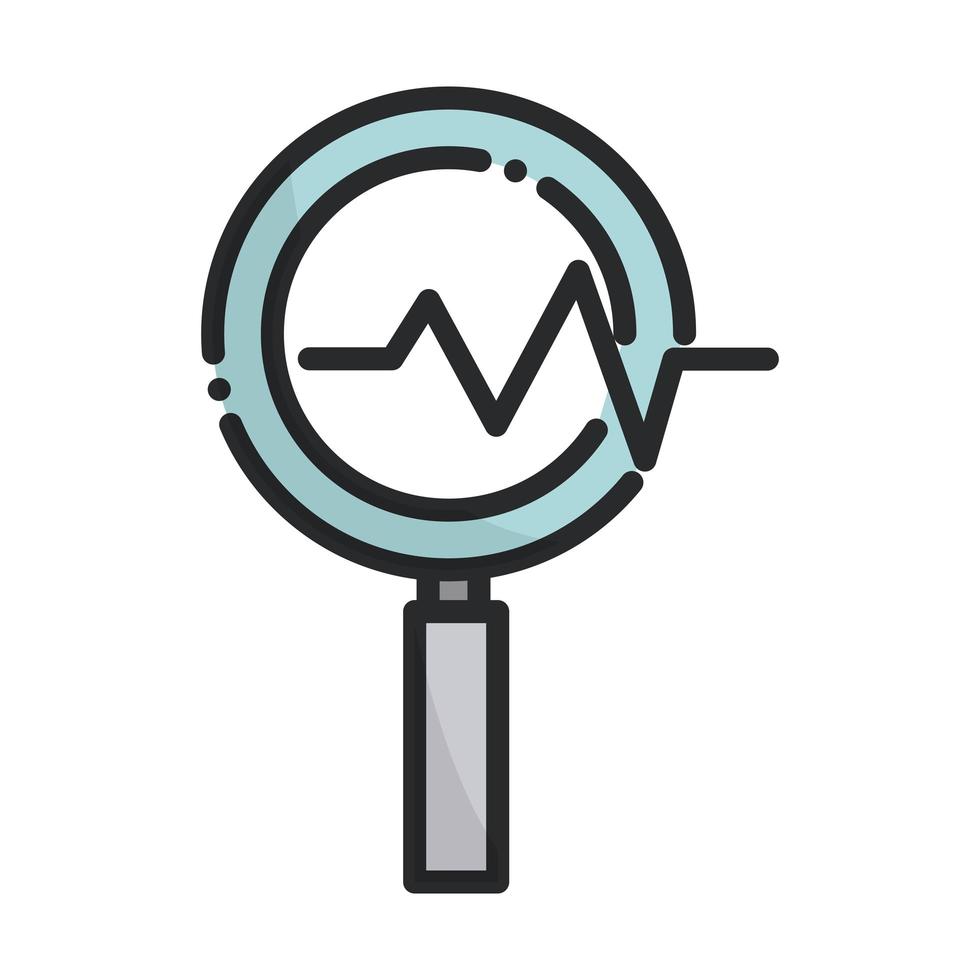 vergrootglas zoek medische apparatuur medische lijn en vul icoon vector