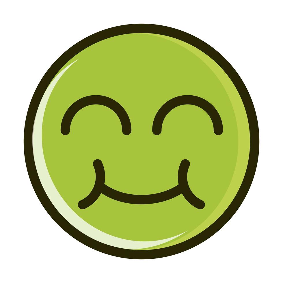 grappige smiley emoticon gezichtsuitdrukking lijn en vul icoon vector