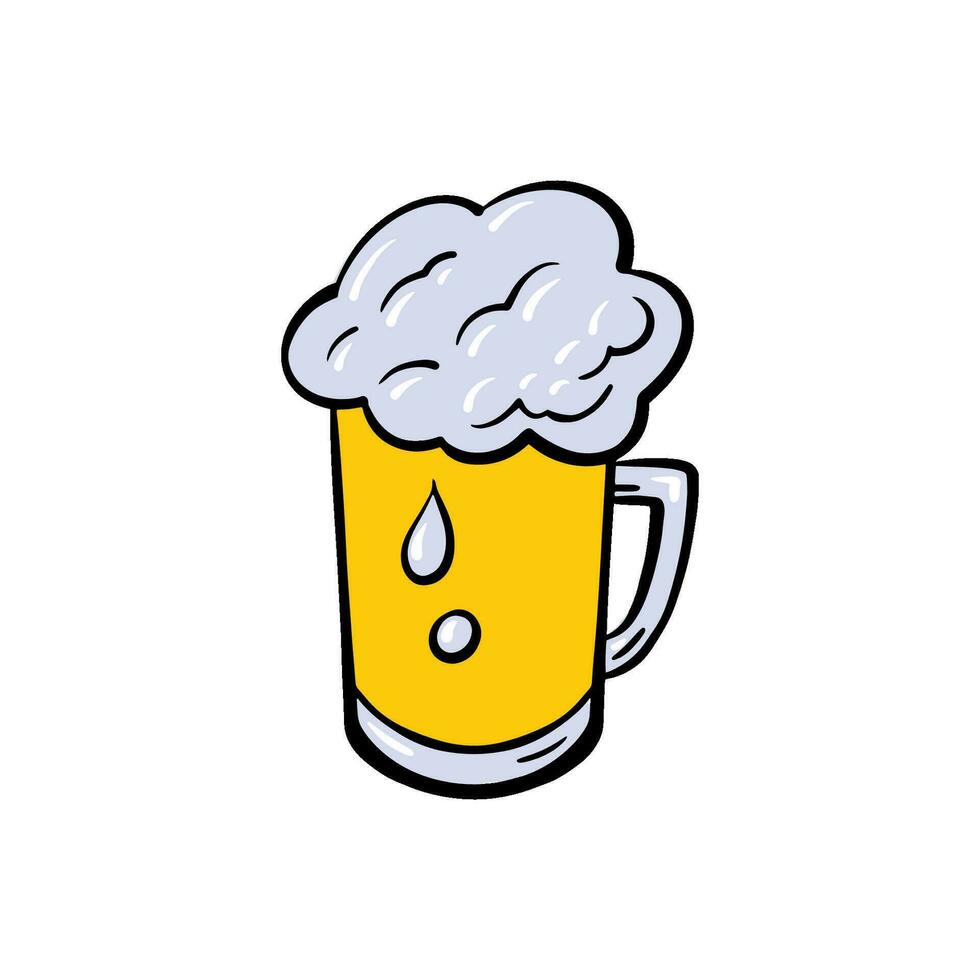 glas van bier tekenfilm stijl vector illustratie. hand- getrokken schetsen imitatie