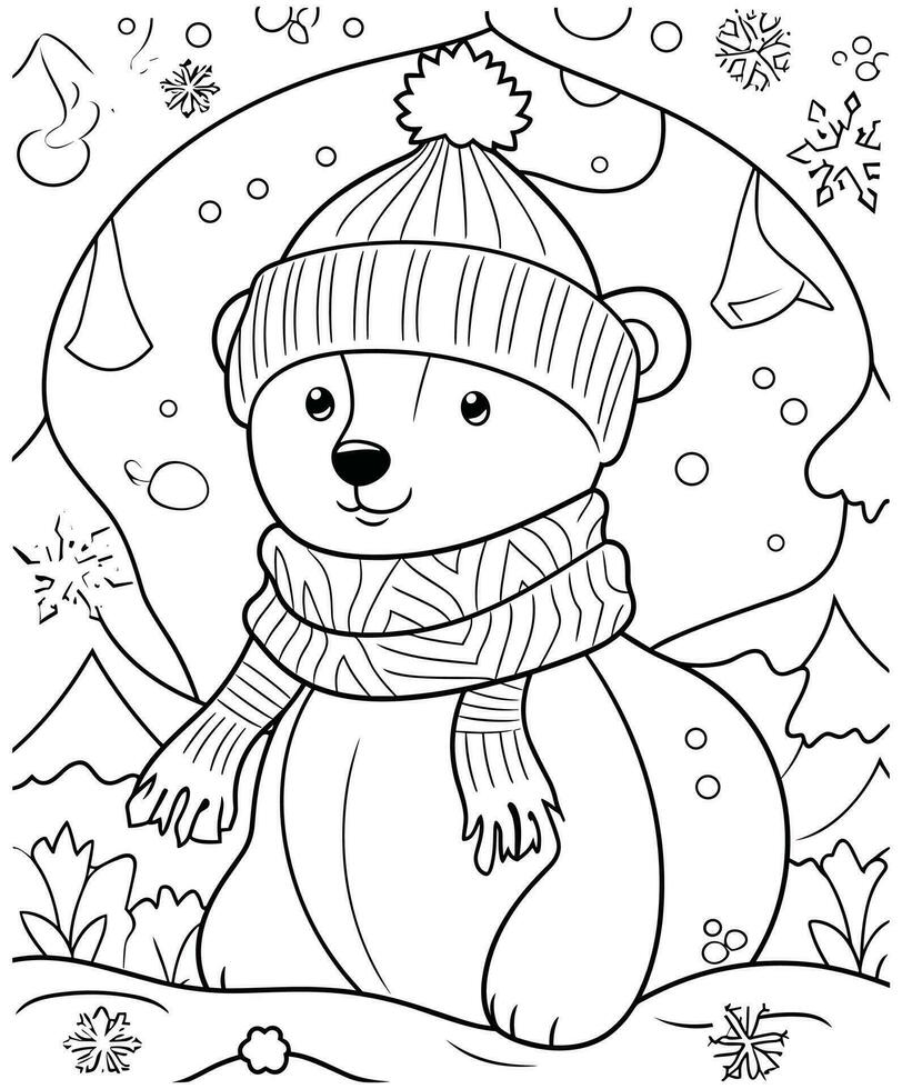 sneeuwpop kerst kleurplaat voor kinderen vector