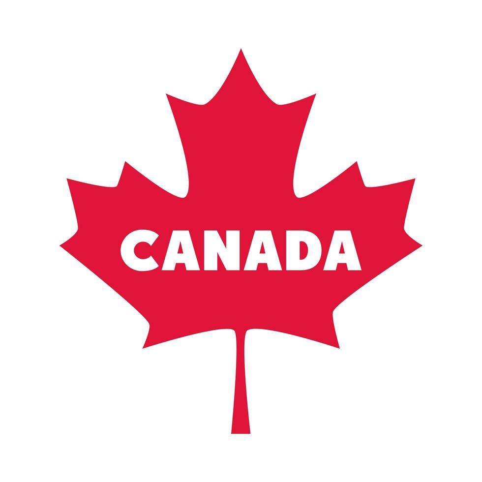 Canada dag belettering in esdoornblad platte stijlicoon vector