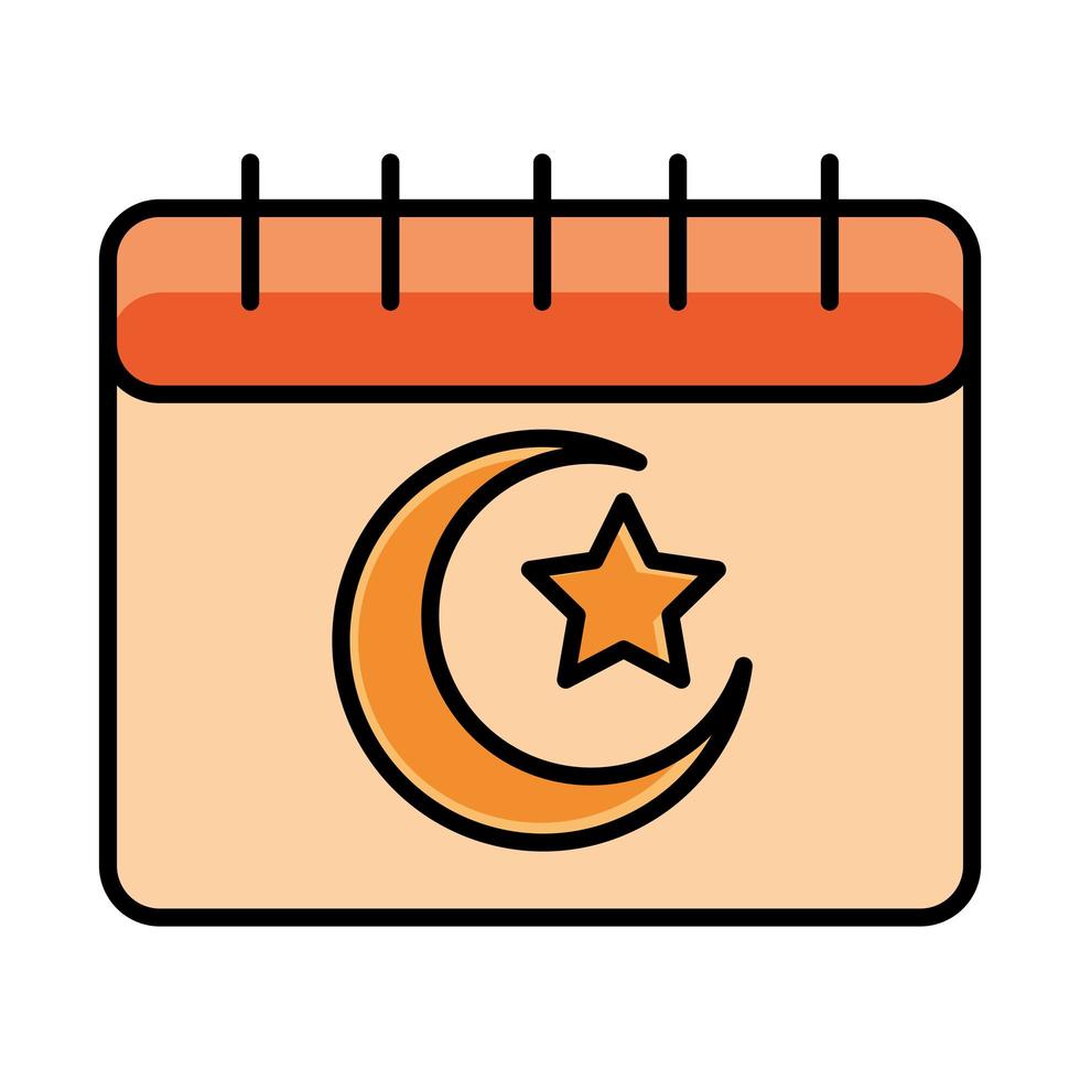 moslim kalender eid mubarak islamitische religieuze viering lijn en vul icoon vector