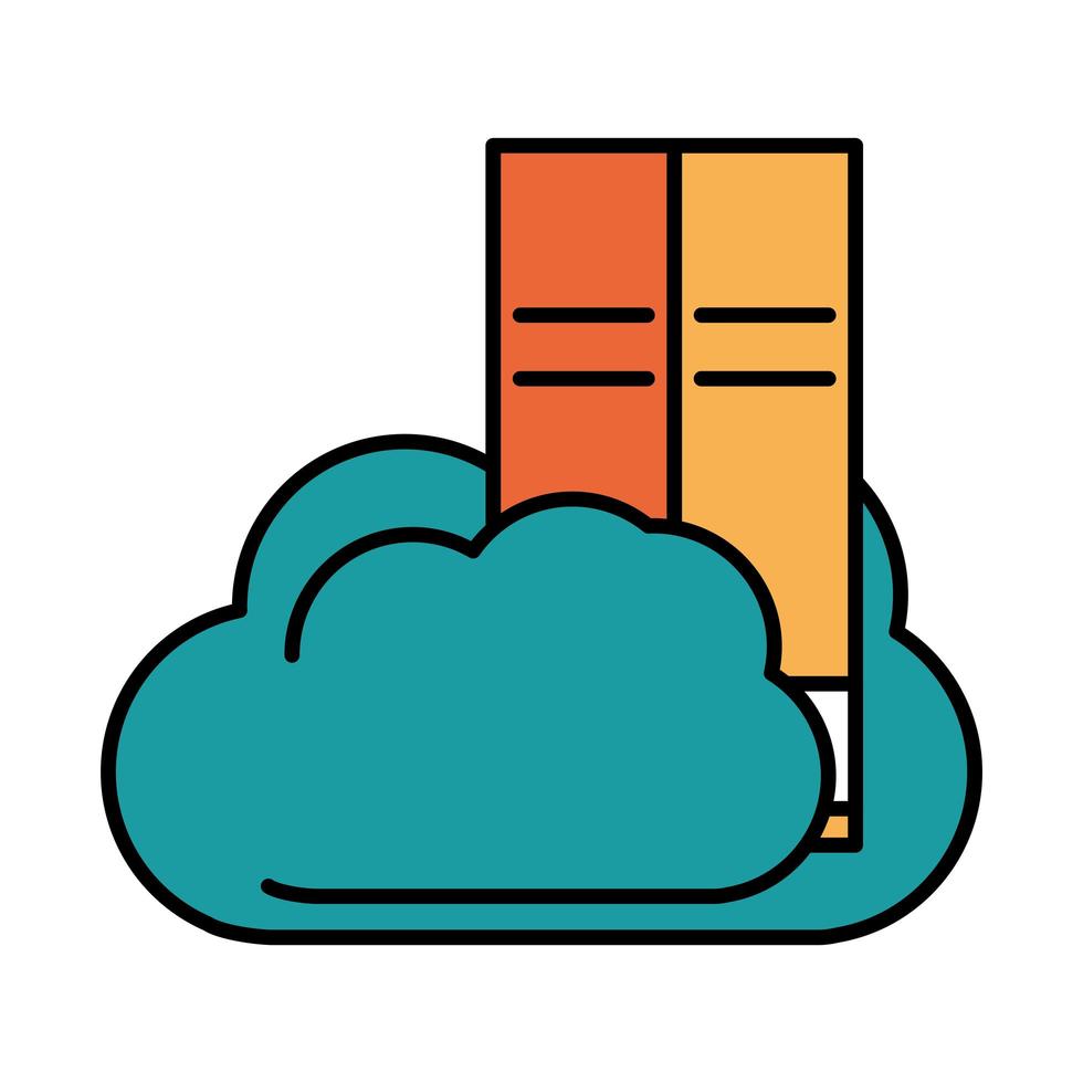 online onderwijs cloud computing-opslagkenniswebsite en mobiele trainingscursussen lijn en vulpictogram vector