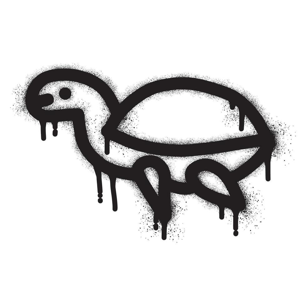 schildpad graffiti met zwart verstuiven verf vector