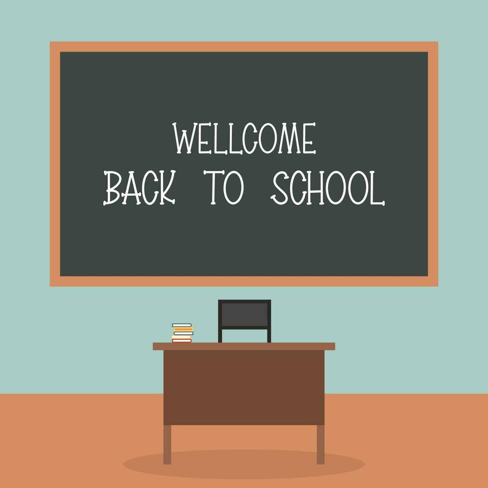 Welkom terug naar school- een conceptuele foto met een blanco schoolbord vector
