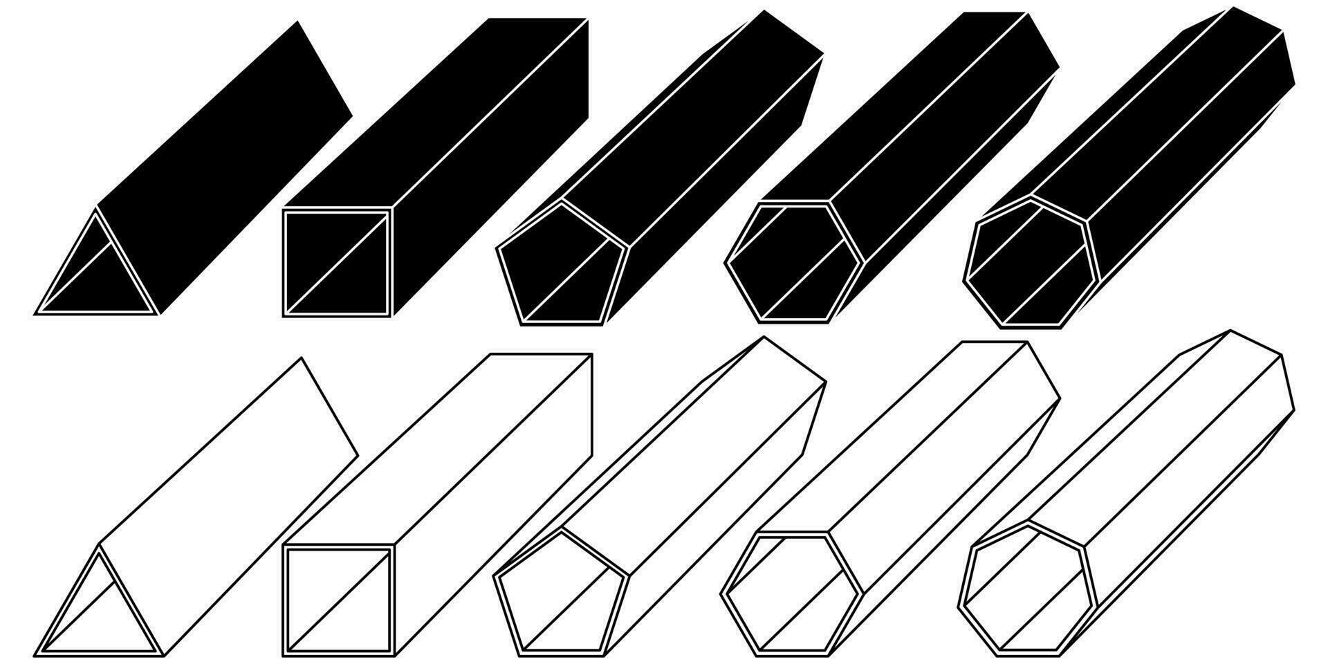 prisma buis reeks geïsoleerd Aan wit achtergrond vector